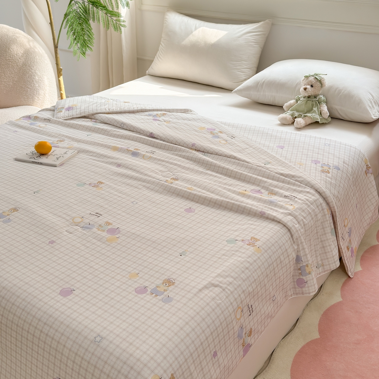 91家纺网 家纺一手货源 找家纺 雯雨家纺 2026新款A类凉感丝夏被夏凉被空调被 水果派对