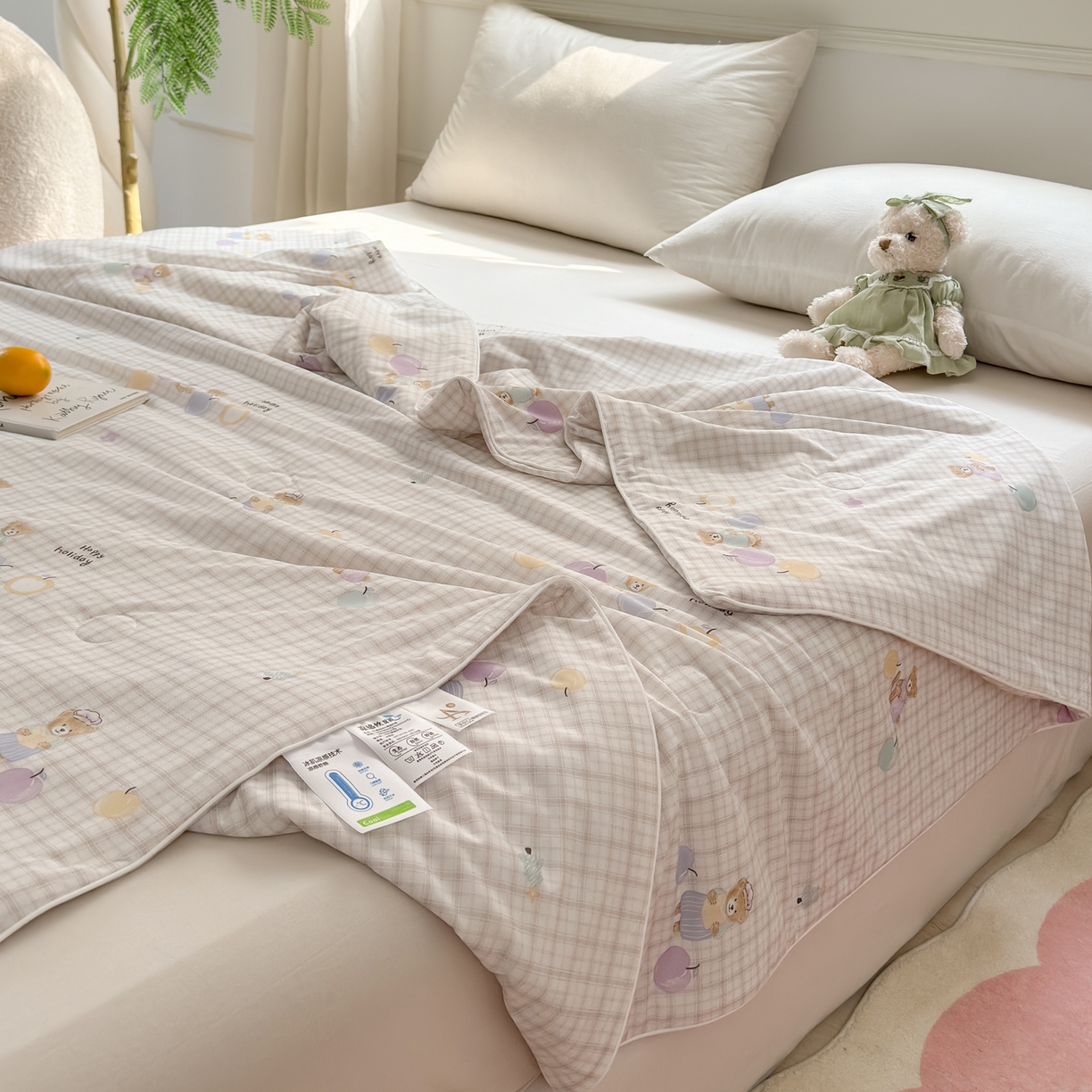 91家纺网 家纺一手货源 找家纺 雯雨家纺 2026新款A类凉感丝夏被夏凉被空调被 水果派对