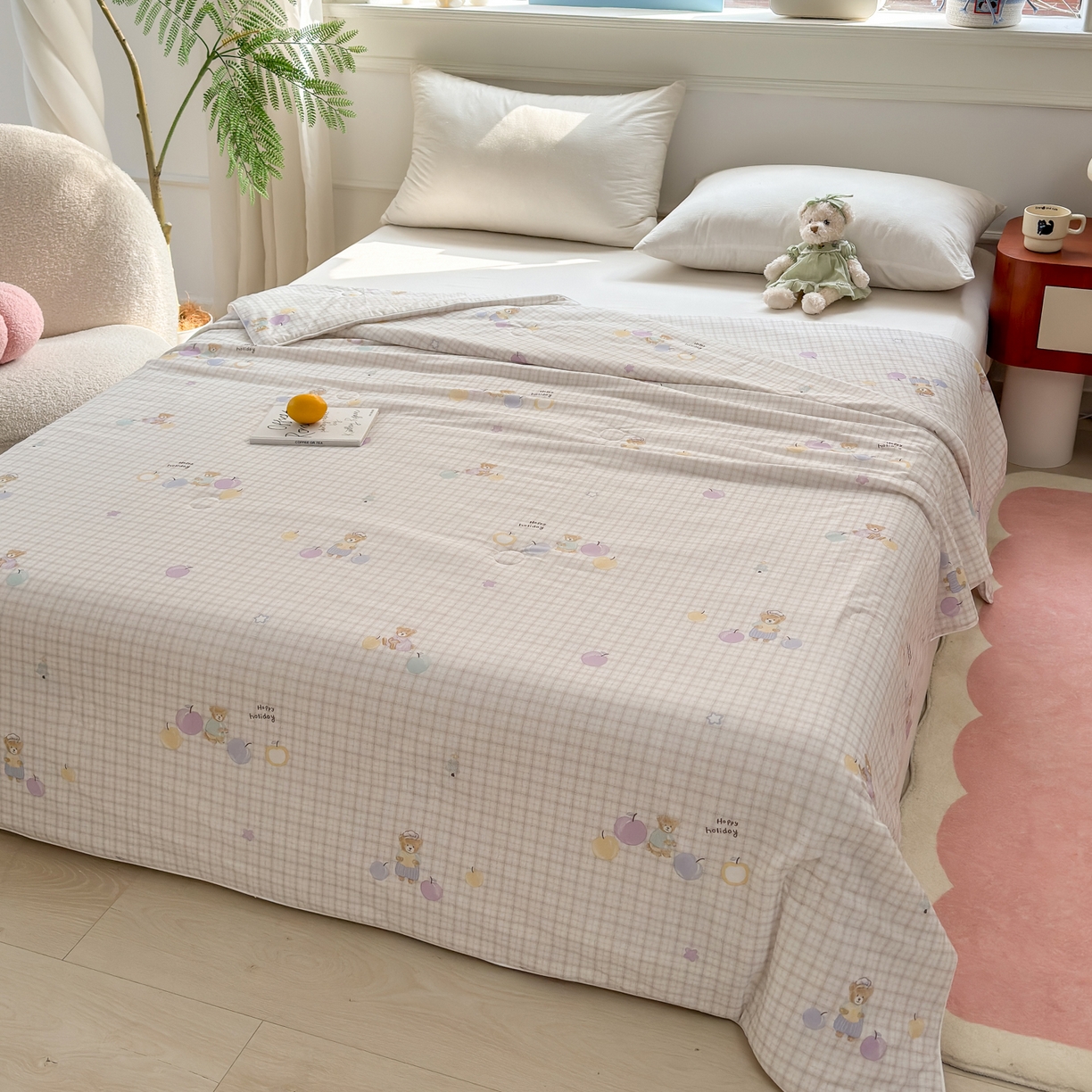 91家纺网 家纺一手货源 找家纺 雯雨家纺 2026新款A类凉感丝夏被夏凉被空调被 水果派对