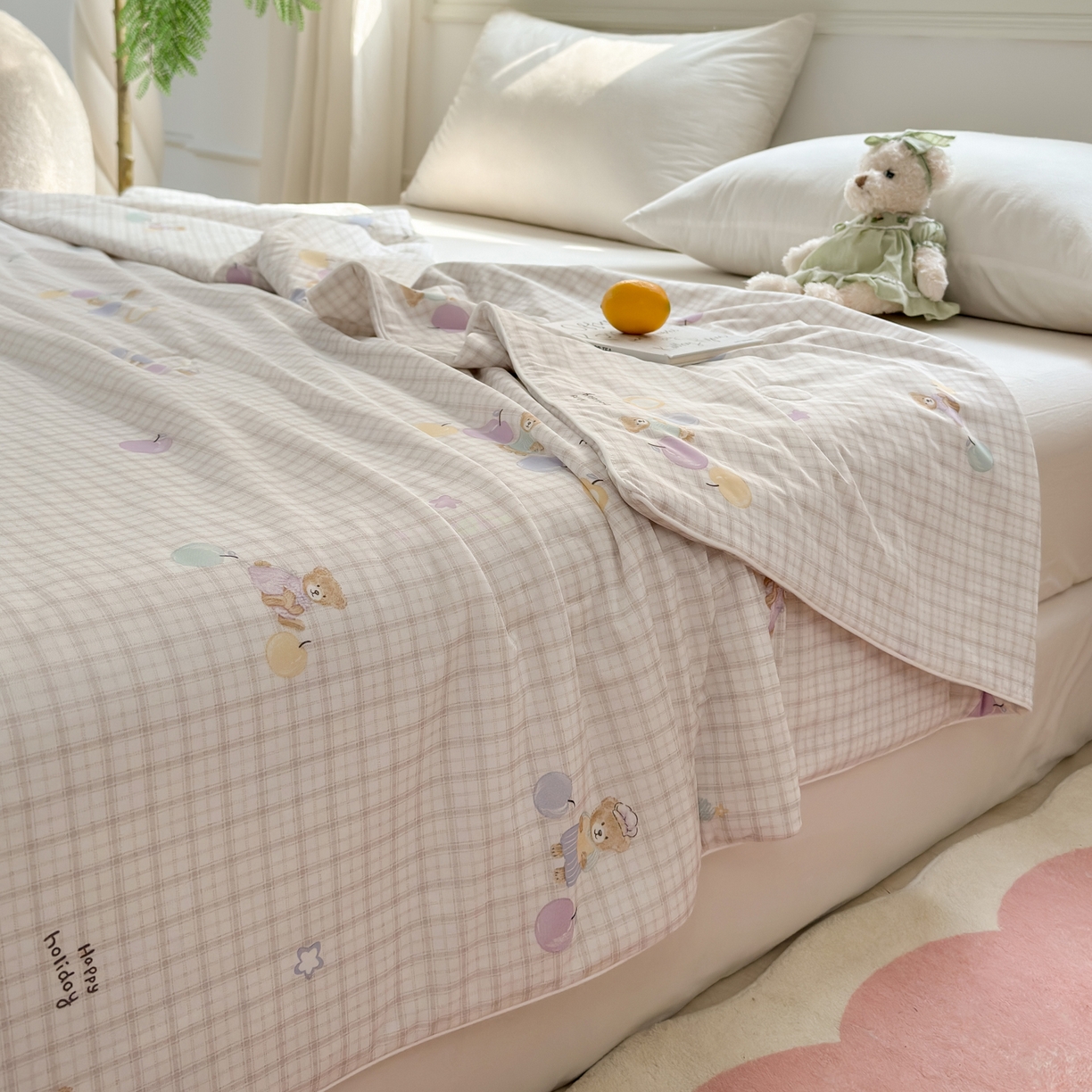 91家纺网 家纺一手货源 找家纺 雯雨家纺 2026新款A类凉感丝夏被夏凉被空调被 水果派对