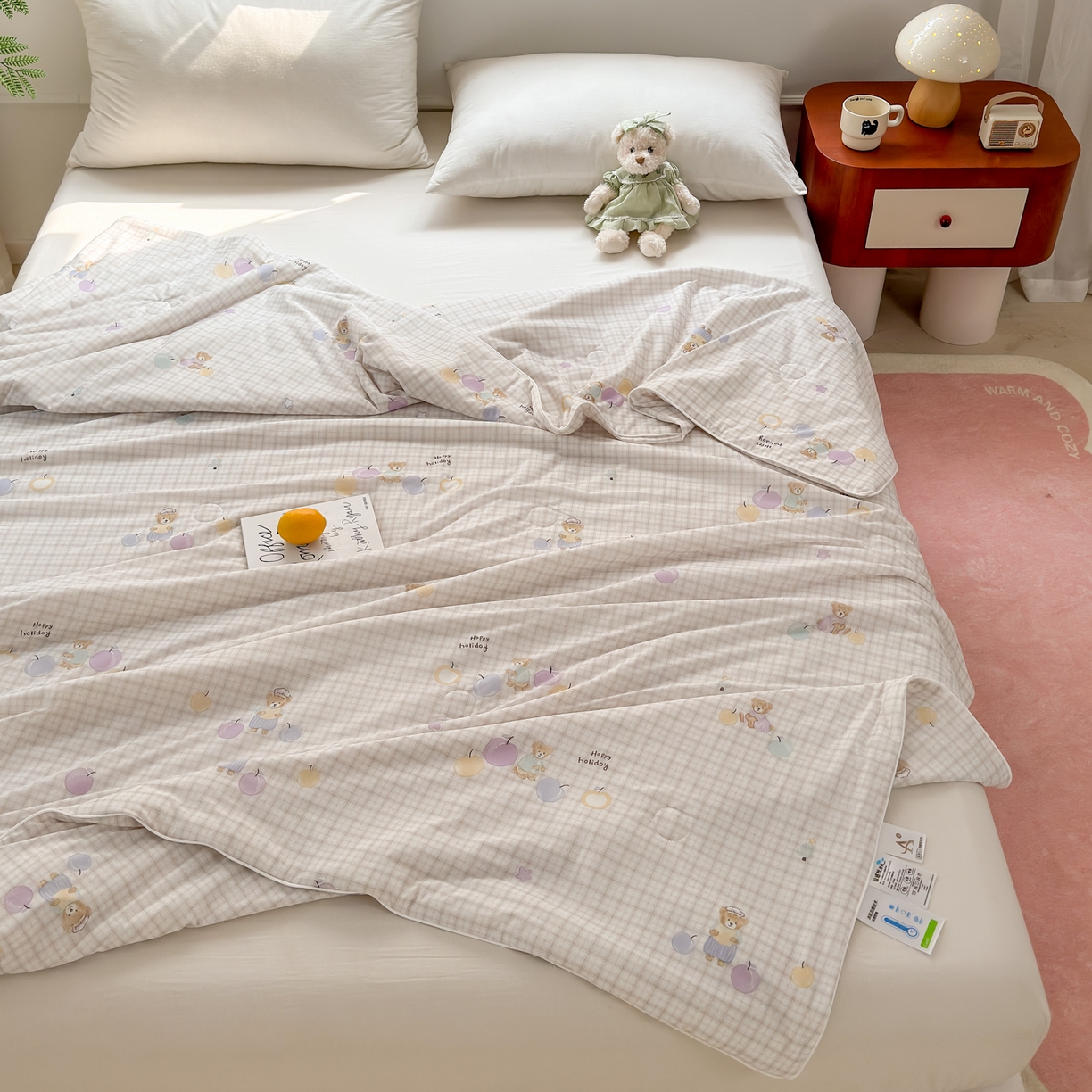 91家纺网 家纺一手货源 找家纺 雯雨家纺 2026新款A类凉感丝夏被夏凉被空调被 水果派对