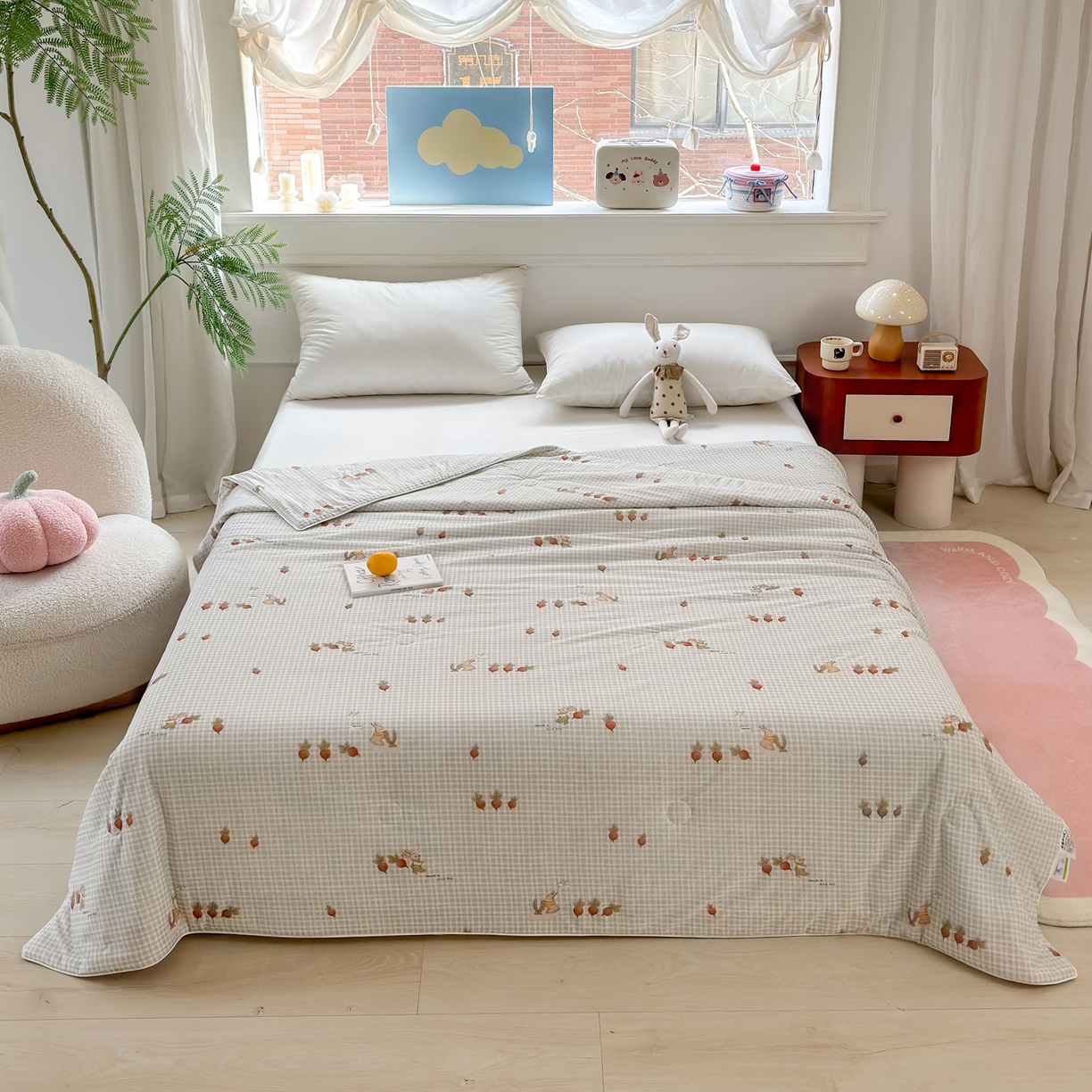 91家纺网 家纺一手货源 找家纺 雯雨家纺 2026新款A类凉感丝夏被夏凉被空调被 田园拾趣