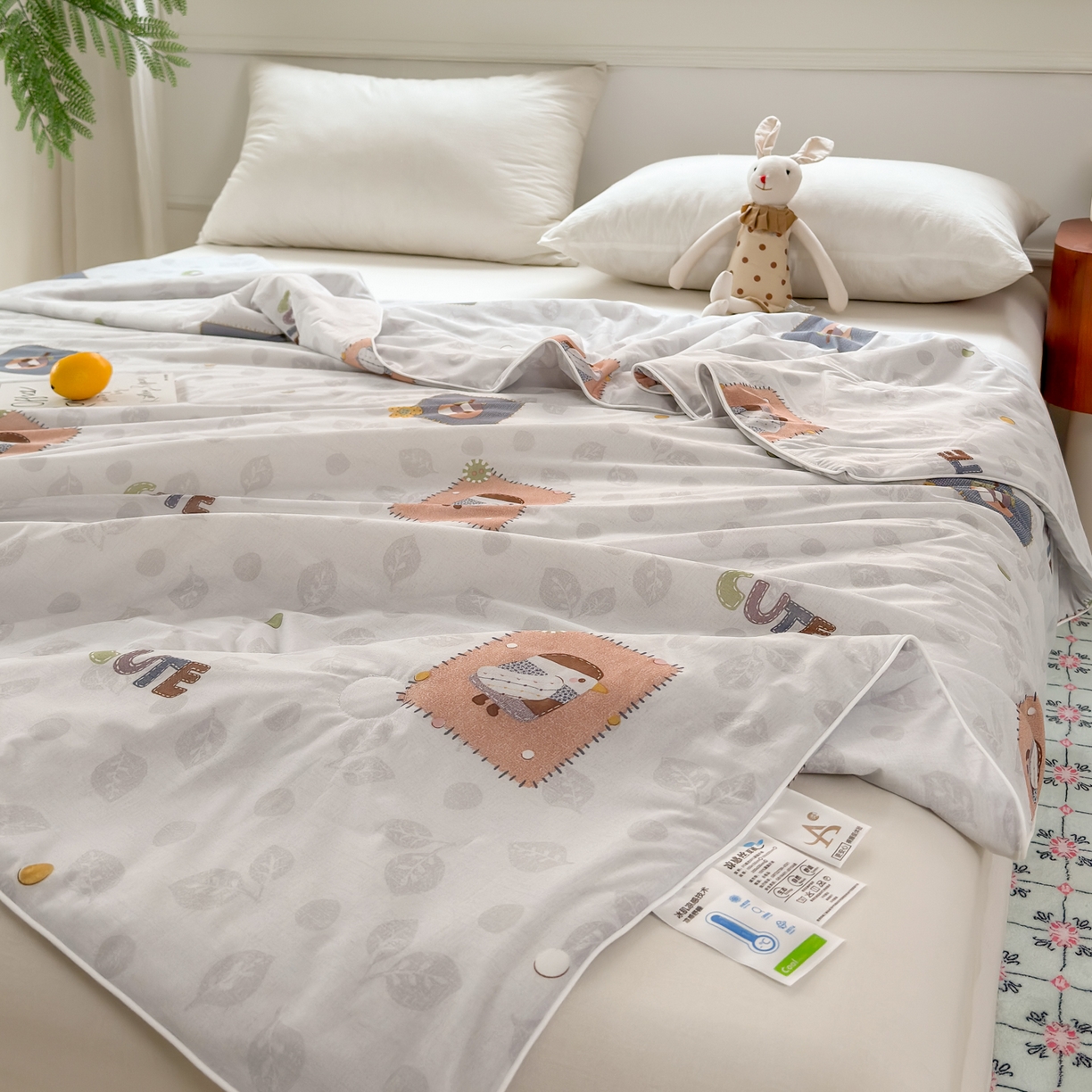 91家纺网 家纺一手货源 找家纺 雯雨家纺 2026新款A类凉感丝夏被夏凉被空调被 贴布小萌友