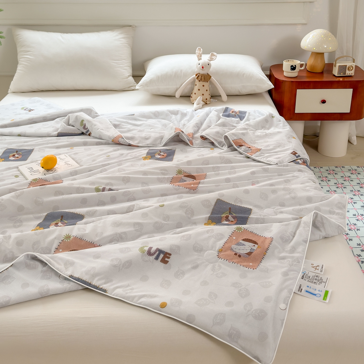 91家纺网 家纺一手货源 找家纺 雯雨家纺 2026新款A类凉感丝夏被夏凉被空调被 贴布小萌友