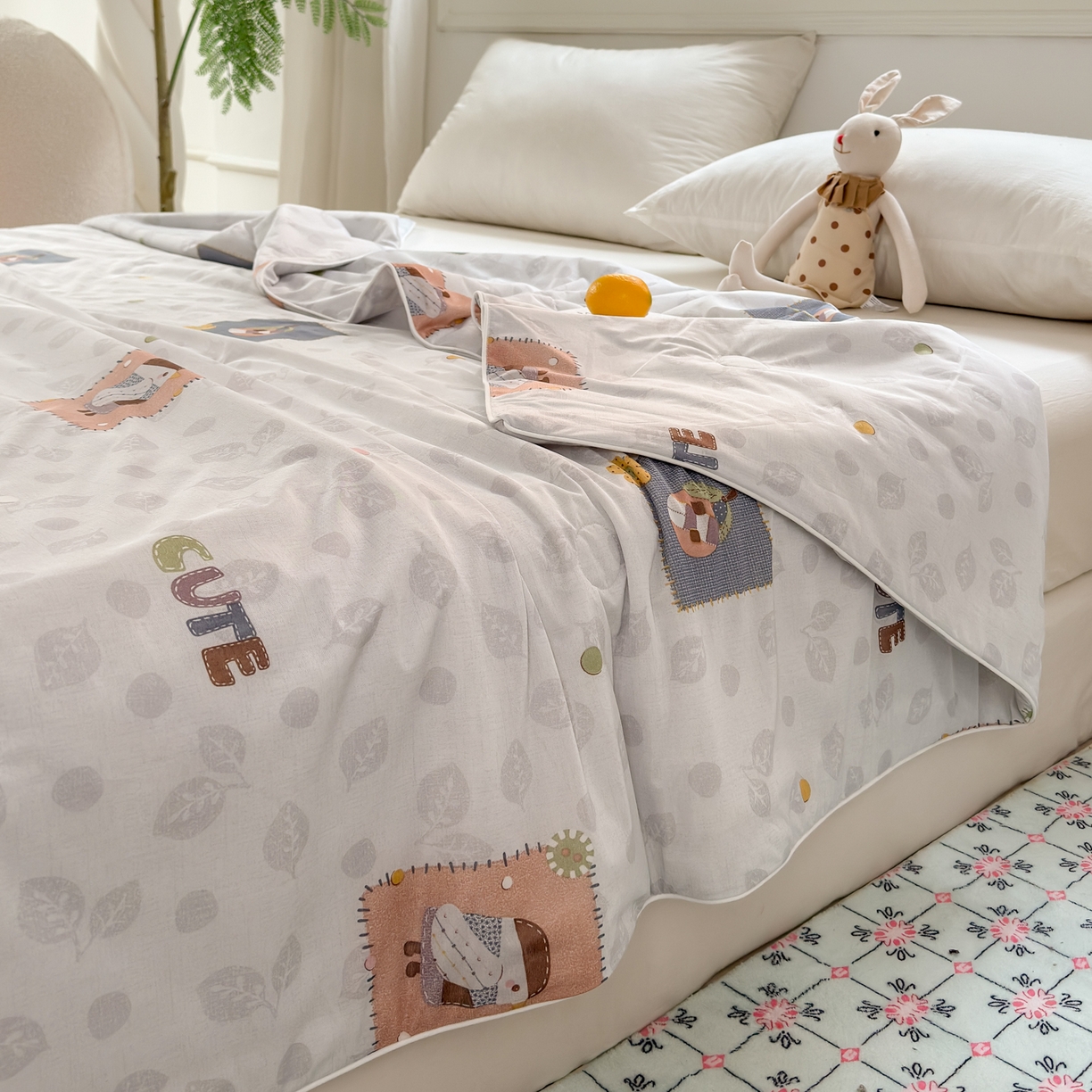 91家纺网 家纺一手货源 找家纺 雯雨家纺 2026新款A类凉感丝夏被夏凉被空调被 贴布小萌友