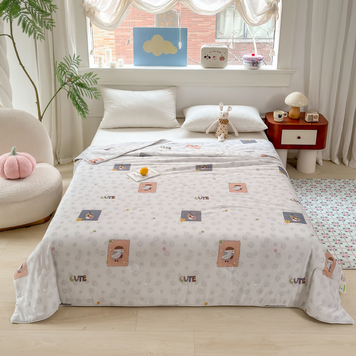 91家纺网 家纺一手货源 找家纺 雯雨家纺 2026新款A类凉感丝夏被夏凉被空调被 贴布小萌友