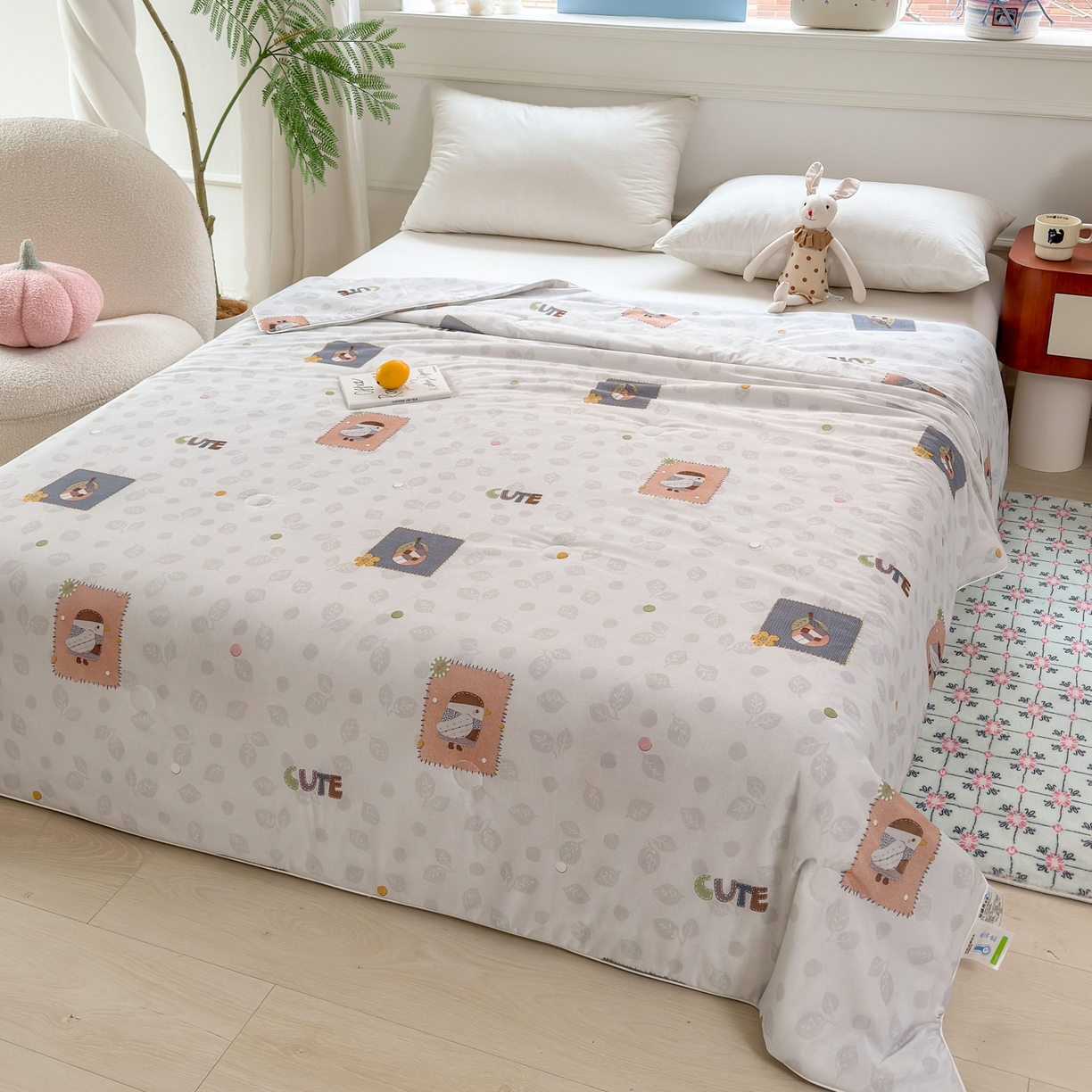 91家纺网 家纺一手货源 找家纺 雯雨家纺 2026新款A类凉感丝夏被夏凉被空调被 贴布小萌友