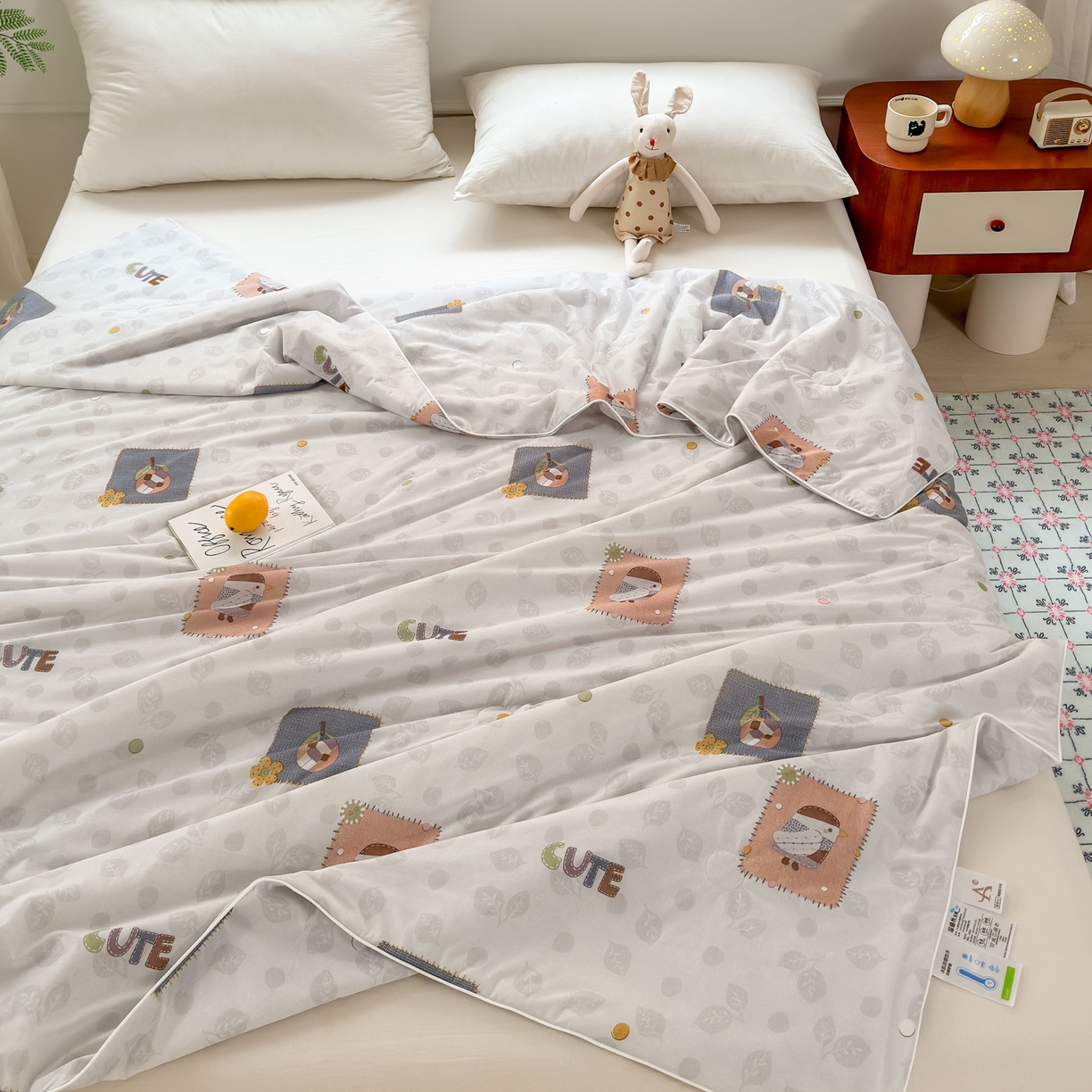 91家纺网 家纺一手货源 找家纺 雯雨家纺 2026新款A类凉感丝夏被夏凉被空调被 贴布小萌友