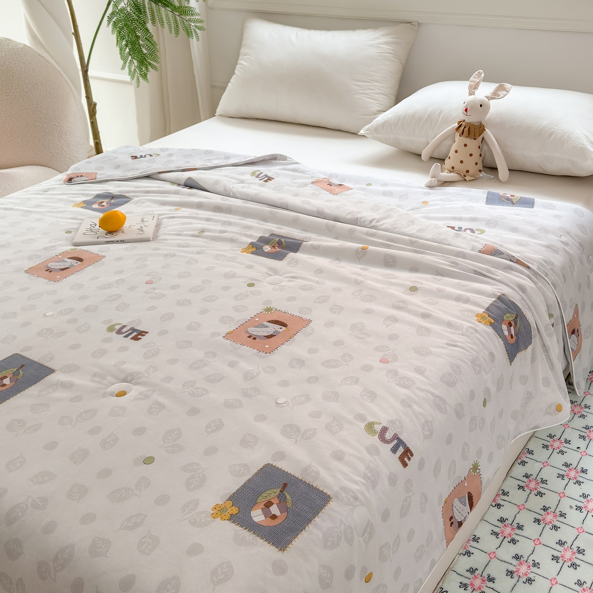 91家纺网 家纺一手货源 找家纺 雯雨家纺 2026新款A类凉感丝夏被夏凉被空调被 贴布小萌友