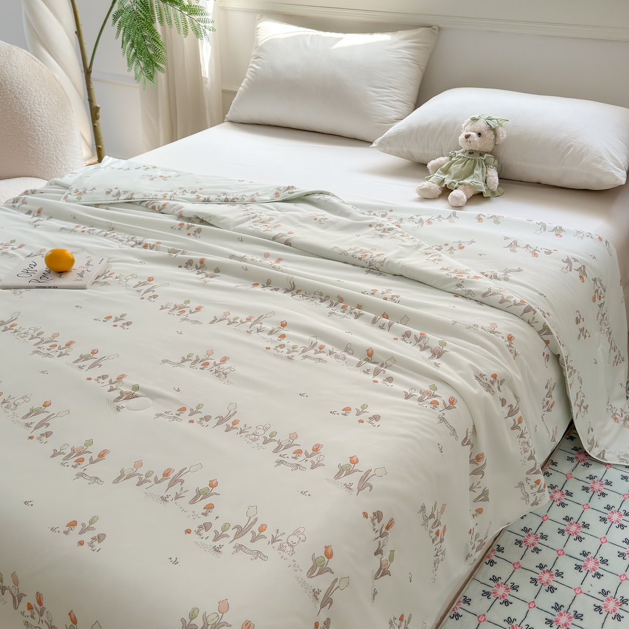 91家纺网 家纺一手货源 找家纺 雯雨家纺 2026新款A类凉感丝夏被夏凉被空调被 小兔拾花