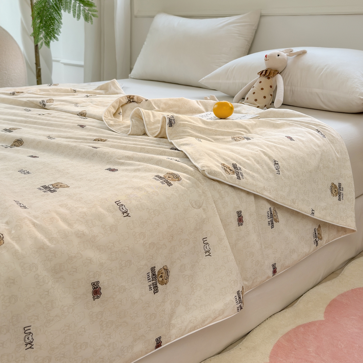 91家纺网 家纺一手货源 找家纺 雯雨家纺 2026新款A类凉感丝夏被夏凉被空调被 小熊派对