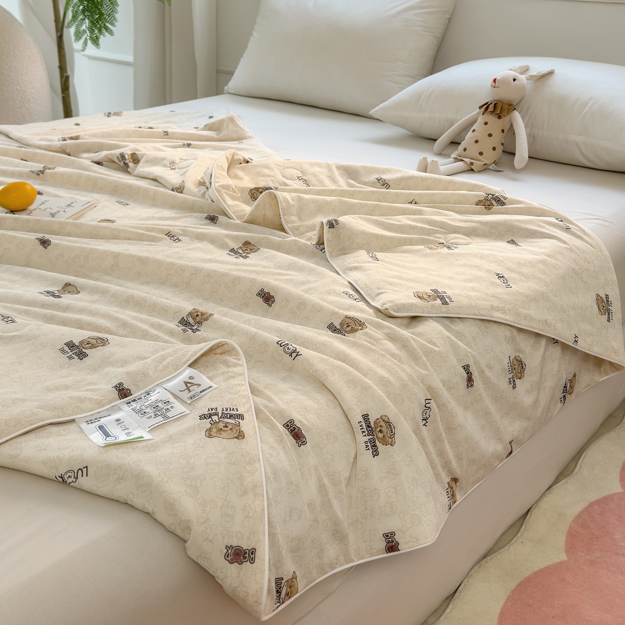 91家纺网 家纺一手货源 找家纺 雯雨家纺 2026新款A类凉感丝夏被夏凉被空调被 小熊派对