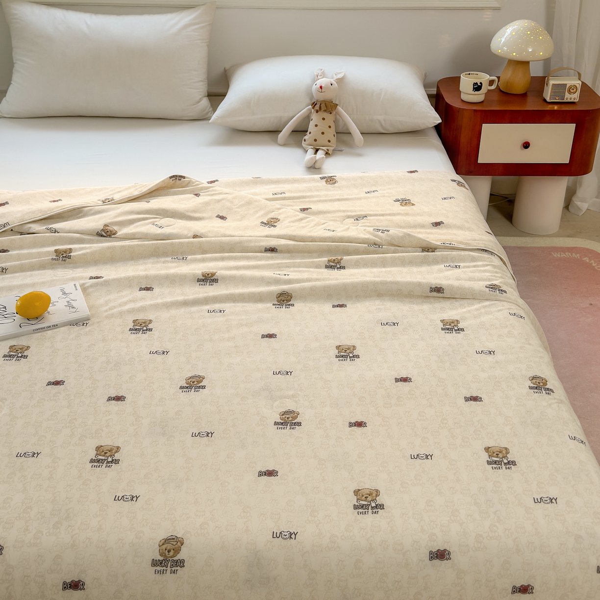 91家纺网 家纺一手货源 找家纺 雯雨家纺 2026新款A类凉感丝夏被夏凉被空调被 小熊派对