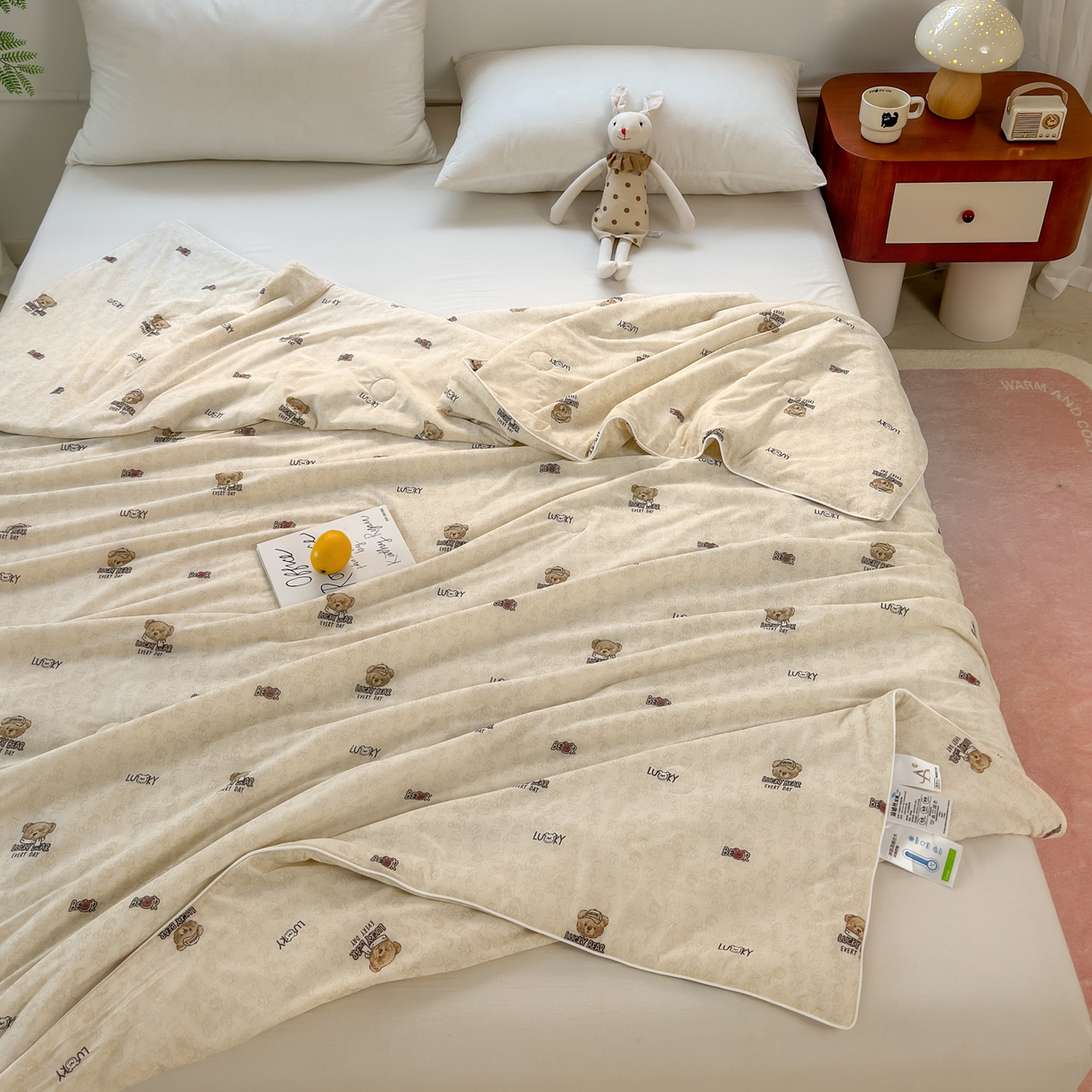 91家纺网 家纺一手货源 找家纺 雯雨家纺 2026新款A类凉感丝夏被夏凉被空调被 小熊派对