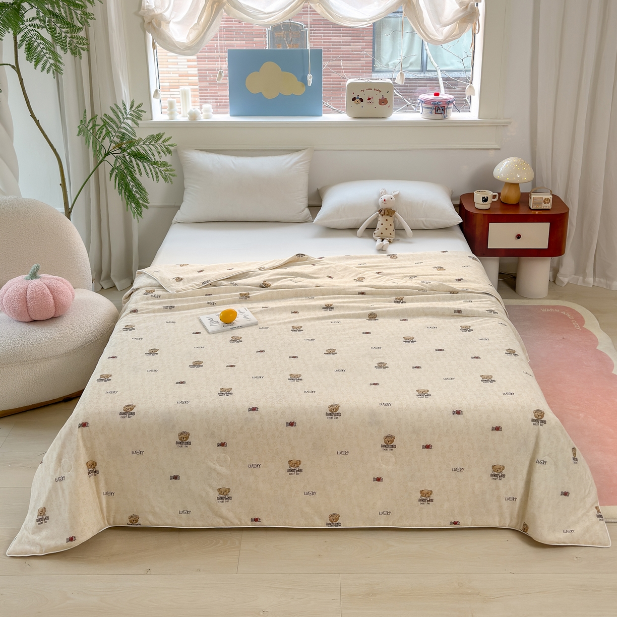 91家纺网 家纺一手货源 找家纺 雯雨家纺 2026新款A类凉感丝夏被夏凉被空调被 小熊派对