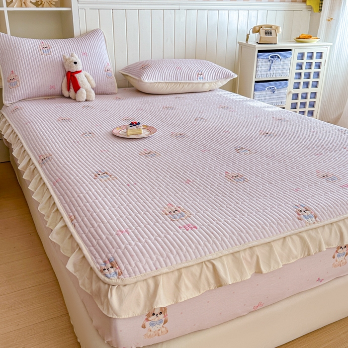 91家纺网 家纺一手货源 找家纺 （总）欣宜家纺 2026新款花边全棉纯棉印花夹棉床笠床垫保护套罩