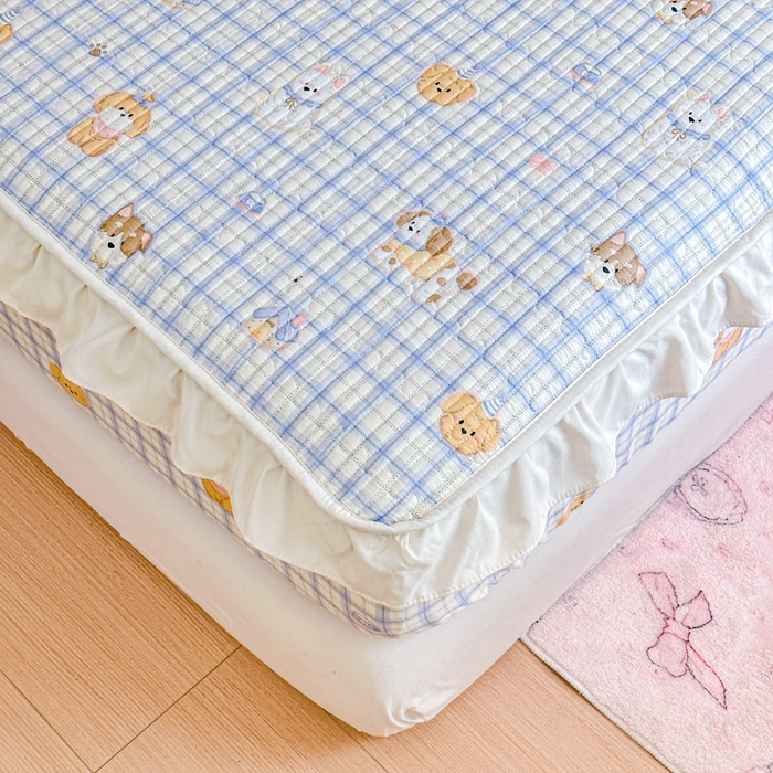 91家纺网 家纺一手货源 找家纺 欣宜家纺 2026新款花边全棉纯棉印花夹棉床笠床垫保护套罩 童年