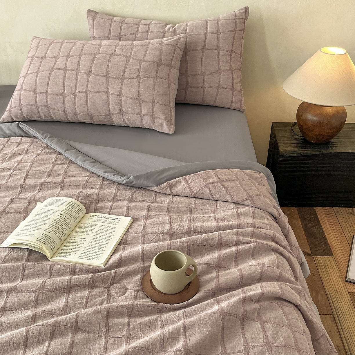 91家纺网 家纺一手货源 找家纺 （总）吾秀家居 2026新款全棉纯棉大提花新疆棉花夏被夏凉被空调被四件套-石纹