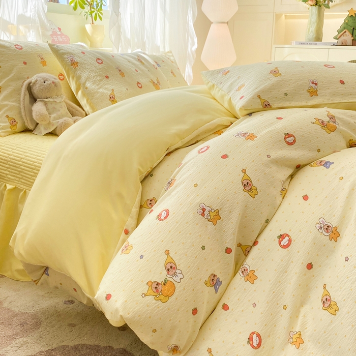 91家纺网 家纺一手货源 找家纺 优贝家纺 2026新款水洗棉古棉床盖四件套 星喵人