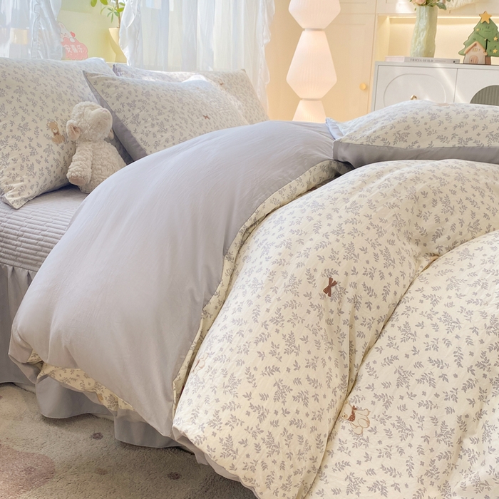 91家纺网 家纺一手货源 找家纺 优贝家纺 2026新款水洗棉古棉床盖四件套 星语