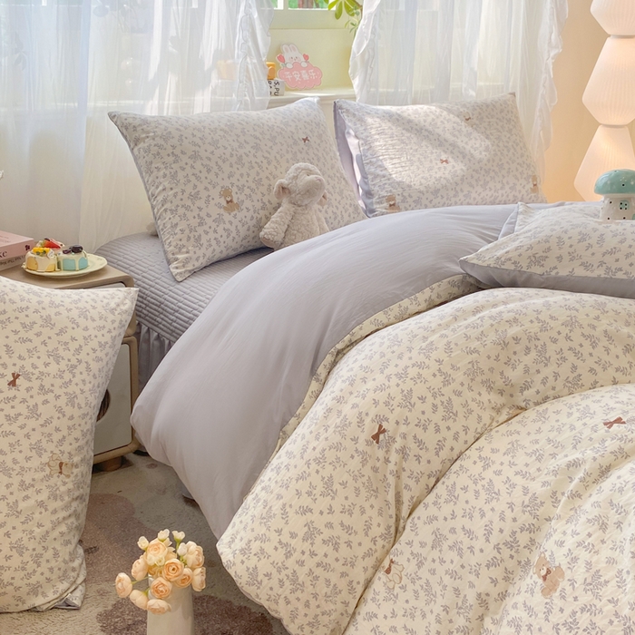 91家纺网 家纺一手货源 找家纺 优贝家纺 2026新款水洗棉古棉床盖四件套 星语