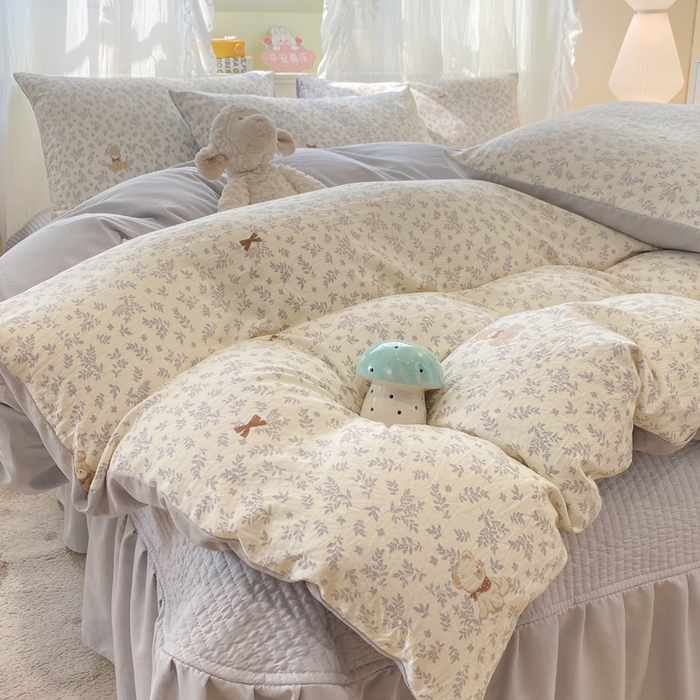 91家纺网 家纺一手货源 找家纺 优贝家纺 2026新款水洗棉古棉床盖四件套 星语