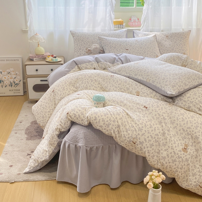 91家纺网 家纺一手货源 找家纺 优贝家纺 2026新款水洗棉古棉床盖四件套 星语