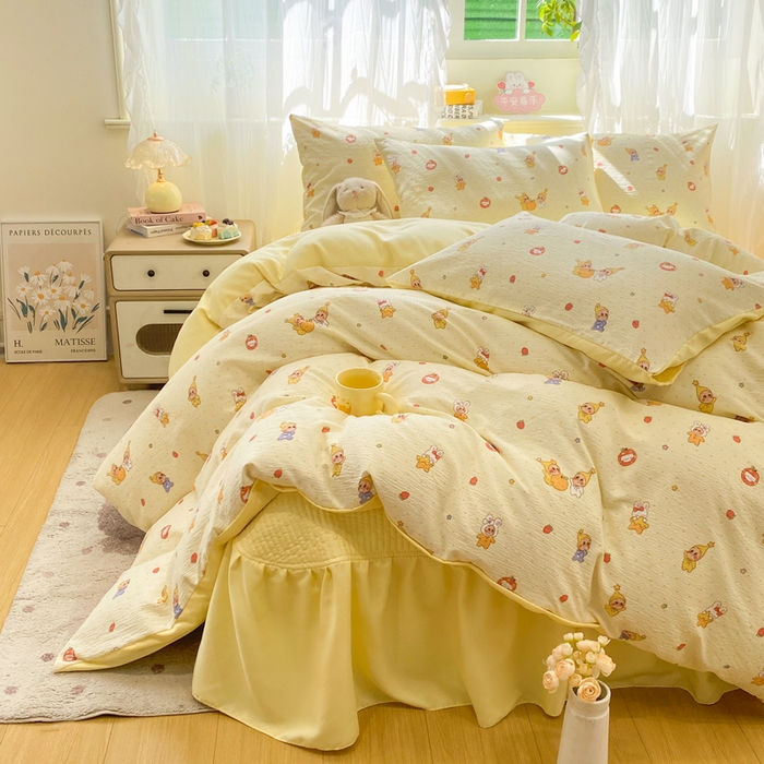 91家纺网 家纺一手货源 找家纺 优贝家纺 2026新款水洗棉古棉床盖四件套 星喵人