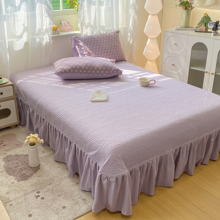 91家纺网 家纺一手货源 找家纺 优贝家纺 2026新款水洗棉古棉床盖四件套 紫风玲