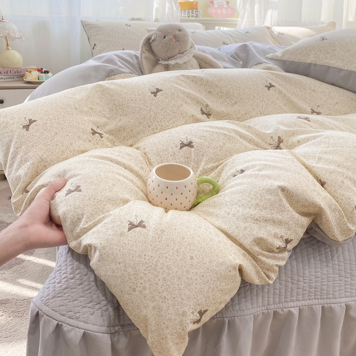 91家纺网 家纺一手货源 找家纺 优贝家纺 2026新款水洗棉古棉床盖四件套 初晴