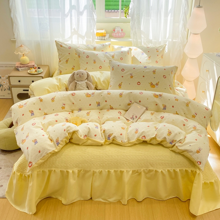 91家纺网 家纺一手货源 找家纺 优贝家纺 2026新款水洗棉古棉床盖四件套 星喵人