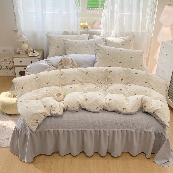 91家纺网 家纺一手货源 找家纺 优贝家纺 2026新款水洗棉古棉床盖四件套 初晴