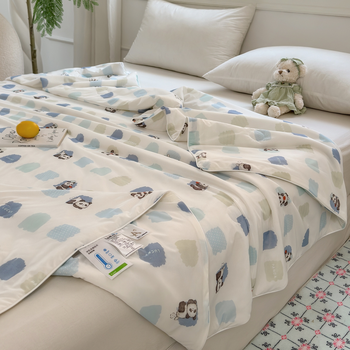 91家纺网 家纺一手货源 找家纺 雯雨家纺 2026新款A类凉感丝夏被夏凉被空调被 熊猫胖哒