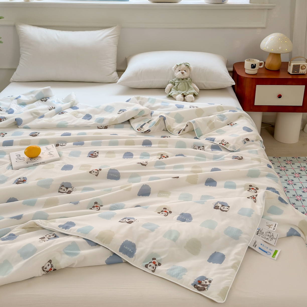 91家纺网 家纺一手货源 找家纺 雯雨家纺 2026新款A类凉感丝夏被夏凉被空调被 熊猫胖哒