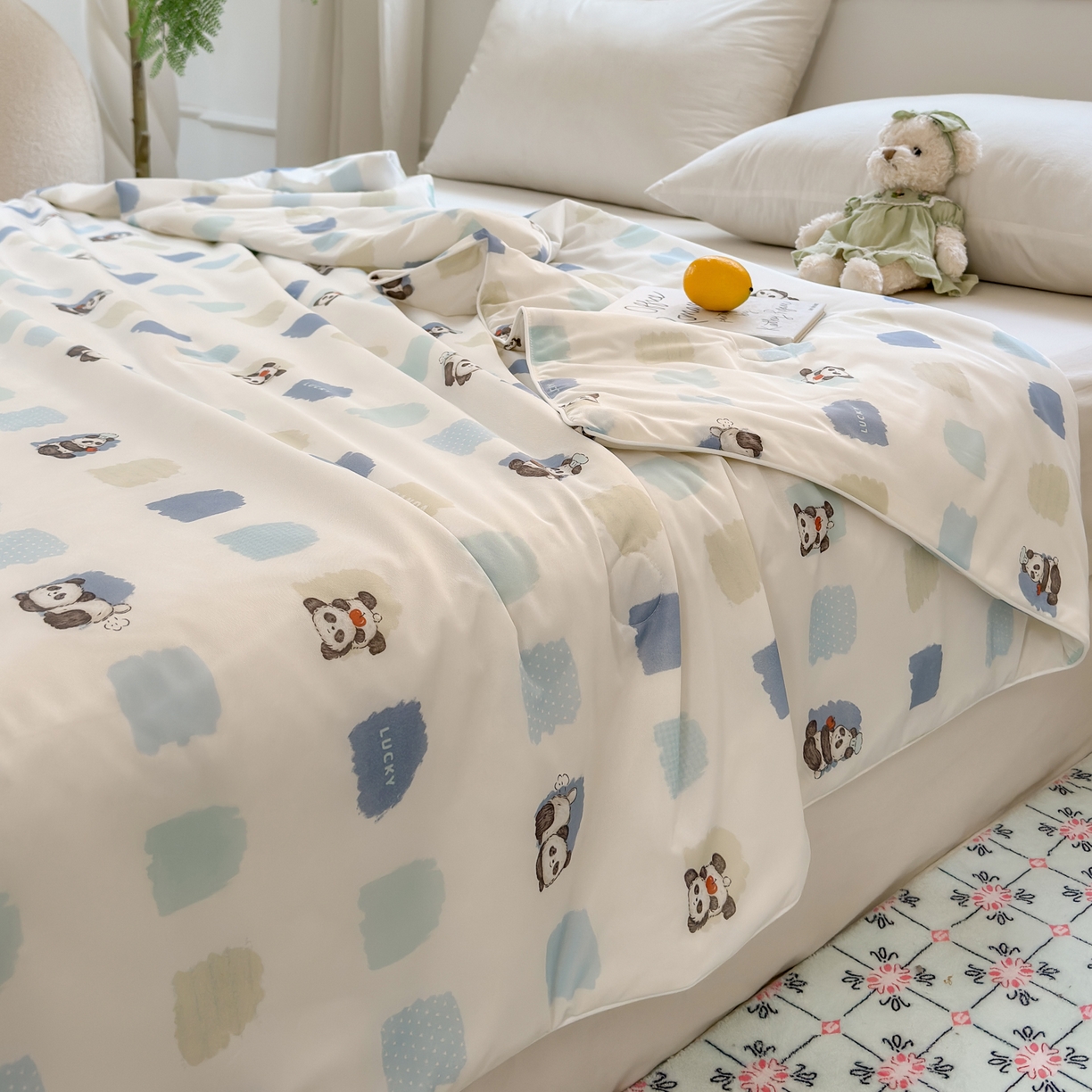 91家纺网 家纺一手货源 找家纺 雯雨家纺 2026新款A类凉感丝夏被夏凉被空调被 熊猫胖哒