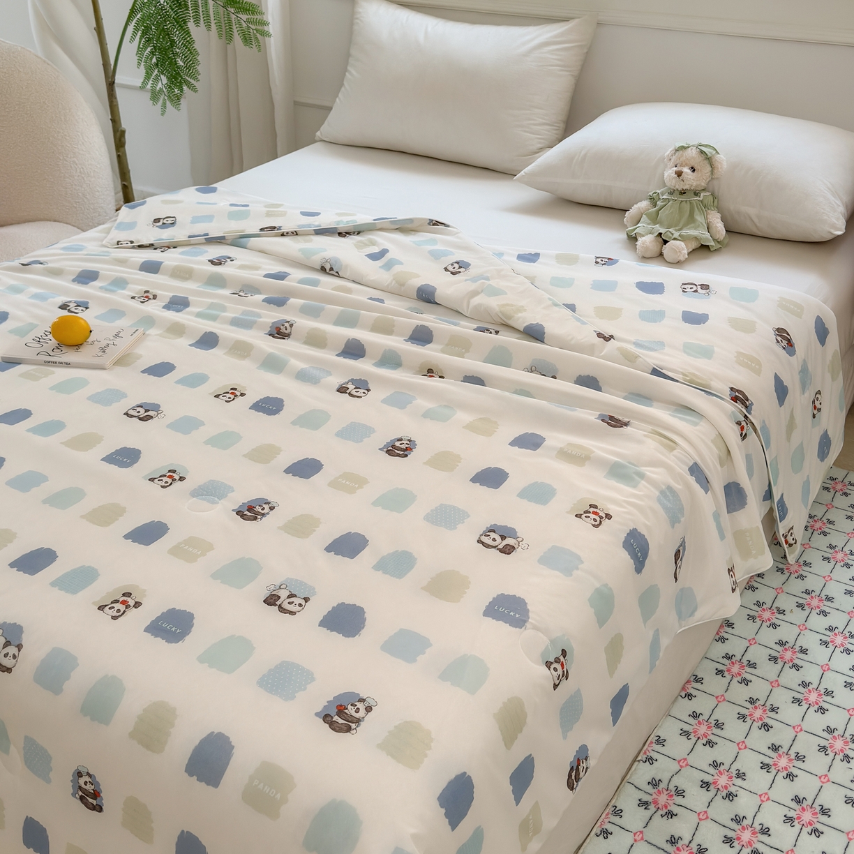 91家纺网 家纺一手货源 找家纺 雯雨家纺 2026新款A类凉感丝夏被夏凉被空调被 熊猫胖哒