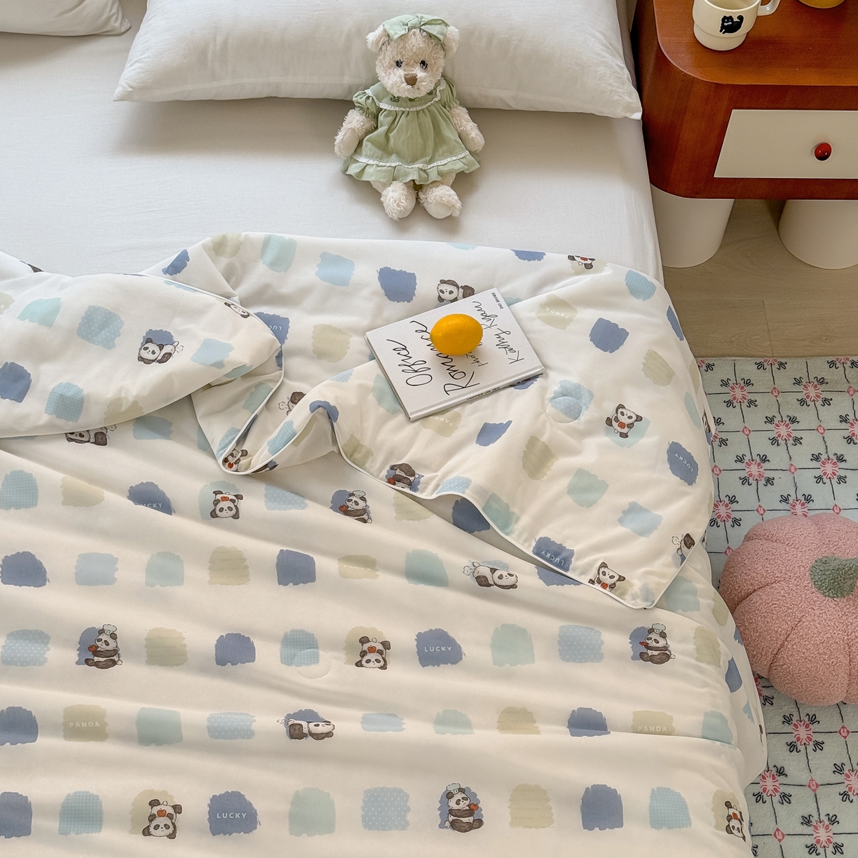 91家纺网 家纺一手货源 找家纺 雯雨家纺 2026新款A类凉感丝夏被夏凉被空调被 熊猫胖哒