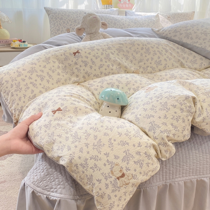 91家纺网 家纺一手货源 找家纺 优贝家纺 2026新款水洗棉古棉床盖四件套 星语