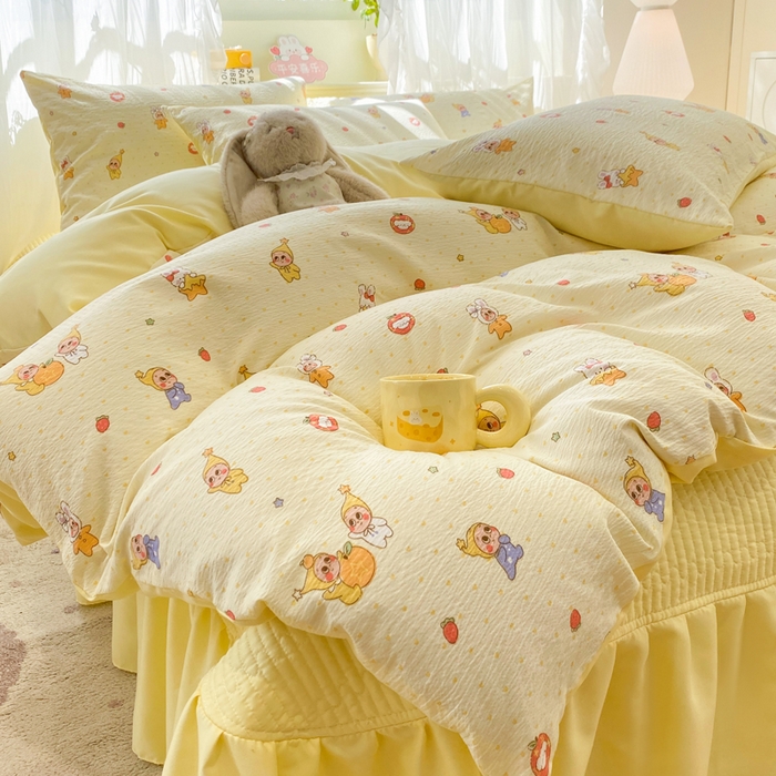 91家纺网 家纺一手货源 找家纺 优贝家纺 2026新款水洗棉古棉床盖四件套 星喵人