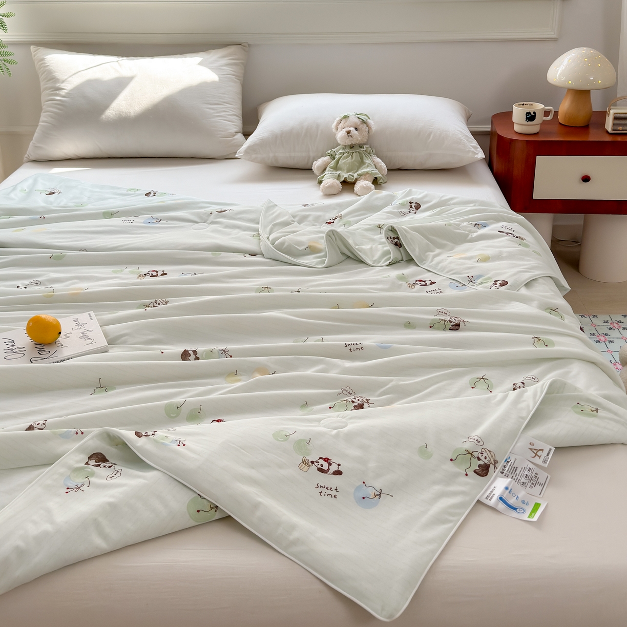 91家纺网 家纺一手货源 找家纺 雯雨家纺 2026新款A类凉感丝夏被夏凉被空调被 熊猫戏球