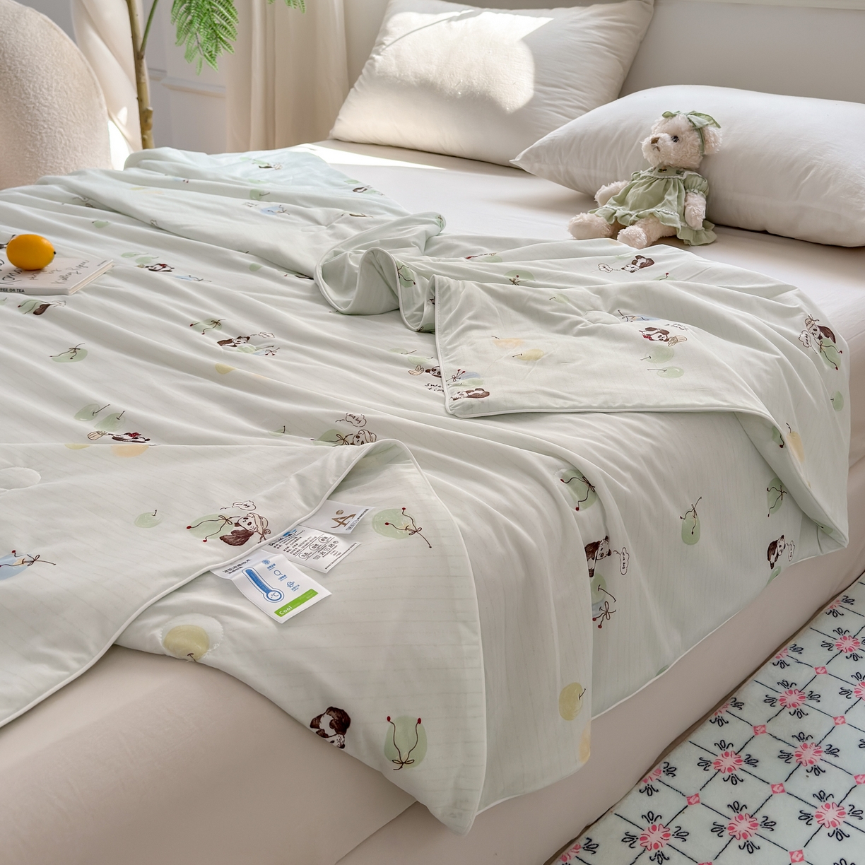 91家纺网 家纺一手货源 找家纺 雯雨家纺 2026新款A类凉感丝夏被夏凉被空调被 熊猫戏球