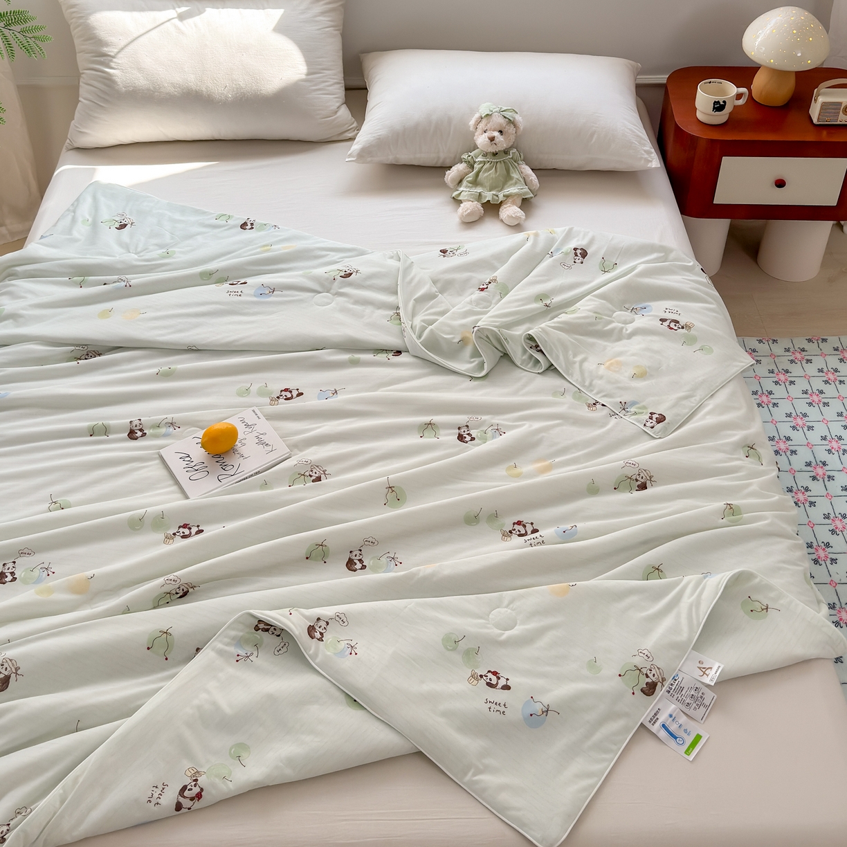 91家纺网 家纺一手货源 找家纺 雯雨家纺 2026新款A类凉感丝夏被夏凉被空调被 熊猫戏球