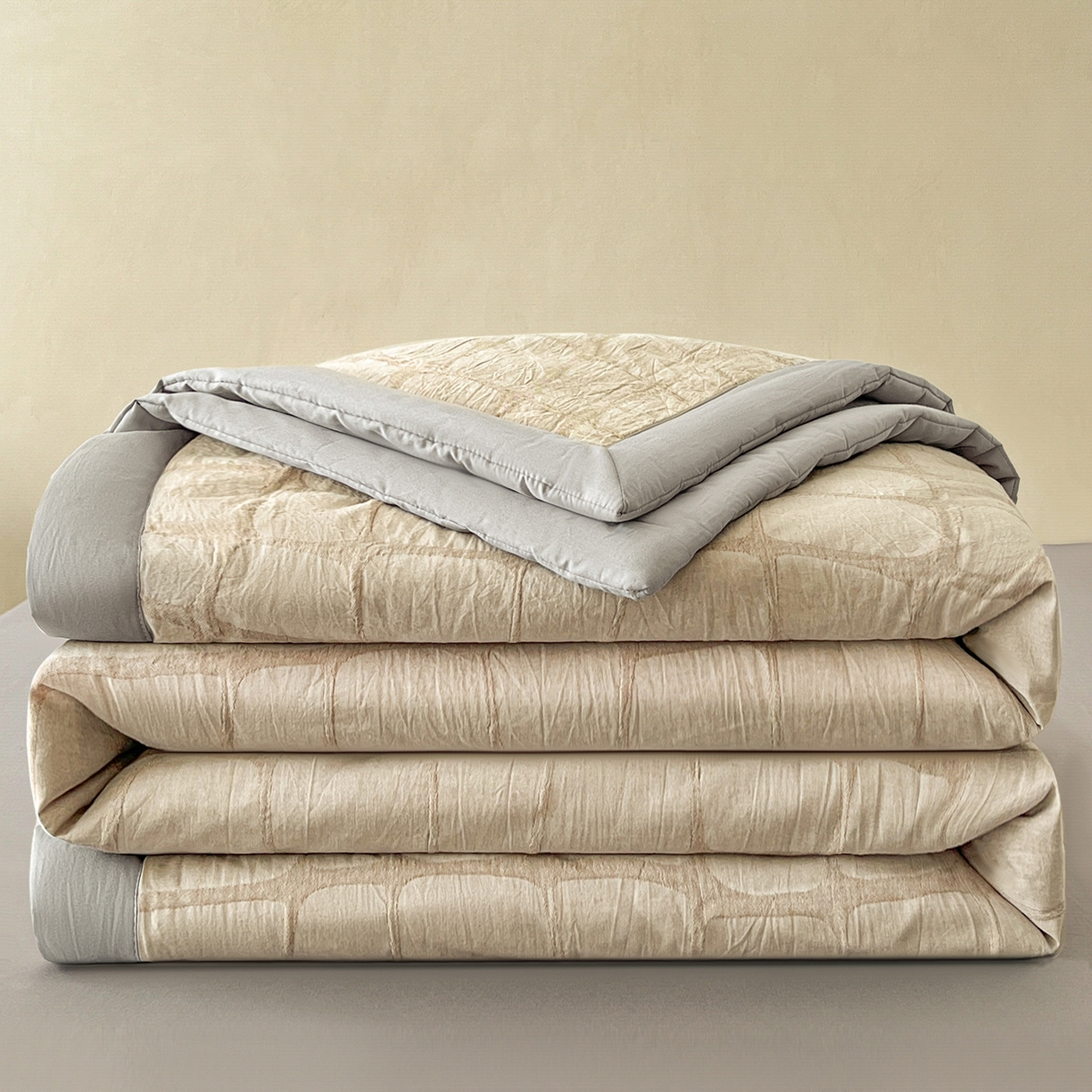 91家纺网 家纺一手货源 找家纺 （总）吾秀家居 2026新款全棉纯棉大提花新疆棉花夏被夏凉被空调被四件套-石纹