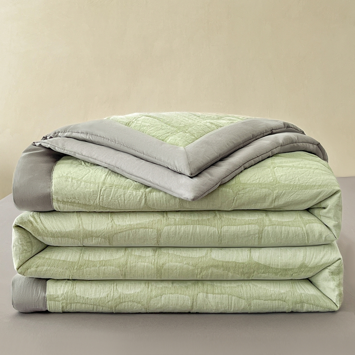 91家纺网 家纺一手货源 找家纺 （总）吾秀家居 2026新款全棉纯棉大提花新疆棉花夏被夏凉被空调被四件套-石纹