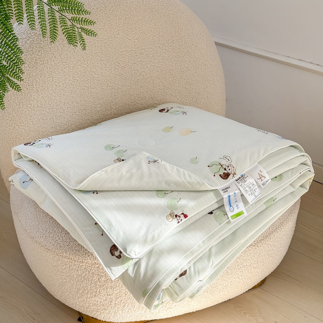 91家纺网 家纺一手货源 找家纺 雯雨家纺 2026新款A类凉感丝夏被夏凉被空调被 熊猫戏球