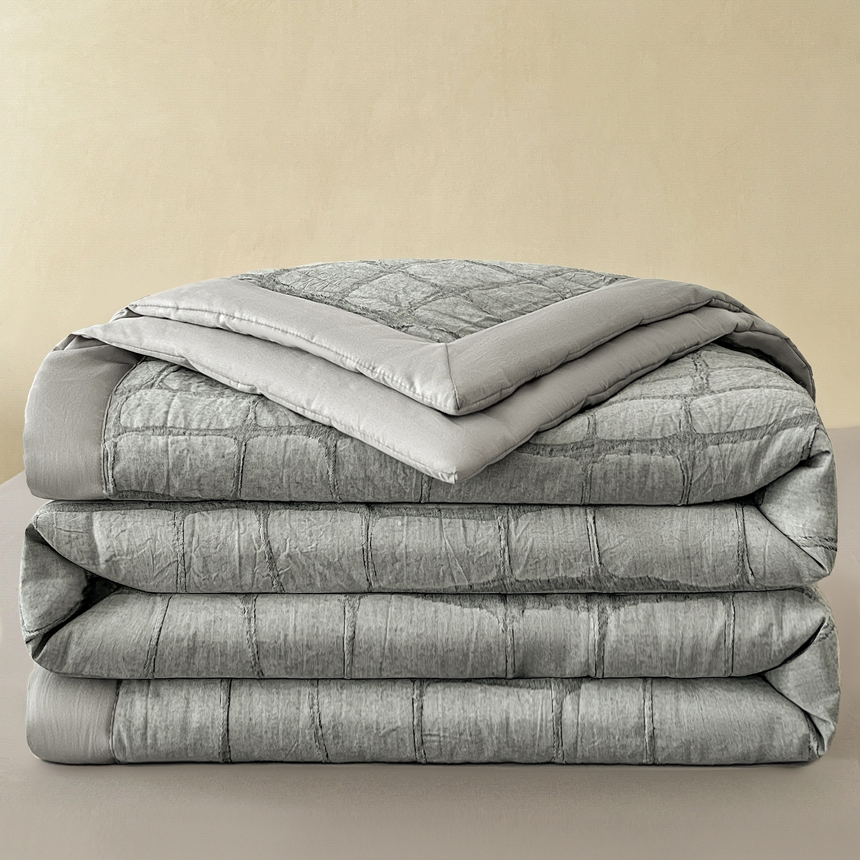 91家纺网 家纺一手货源 找家纺 （总）吾秀家居 2026新款全棉纯棉大提花新疆棉花夏被夏凉被空调被四件套-石纹