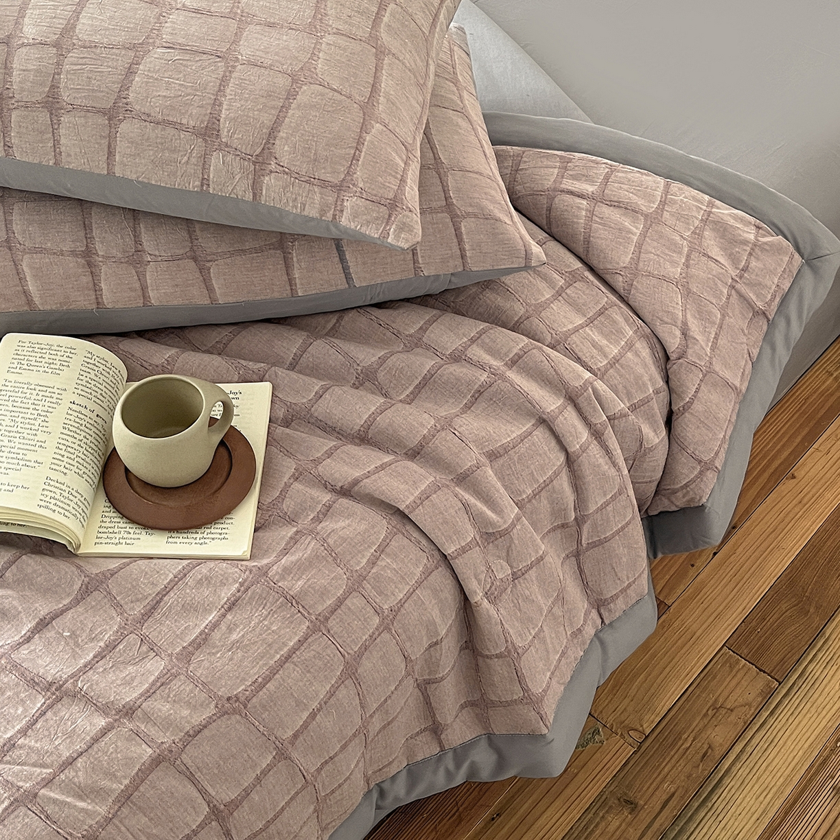 91家纺网 家纺一手货源 找家纺 吾秀家居 2026新款全棉纯棉大提花新疆棉花夏被夏凉被空调被四件套-石纹 石纹-豆沙