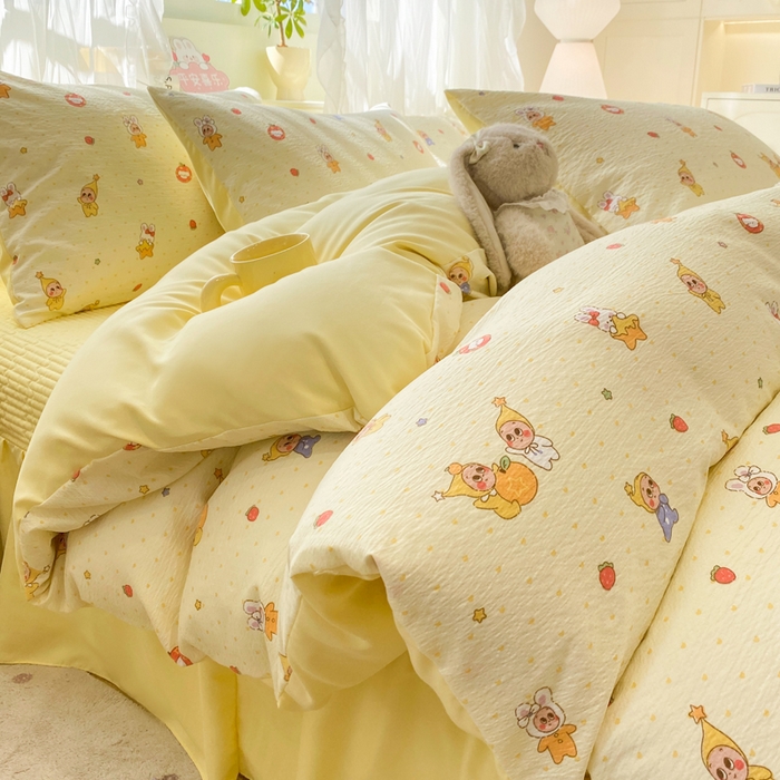 91家纺网 家纺一手货源 找家纺 优贝家纺 2026新款水洗棉古棉床盖四件套 星喵人