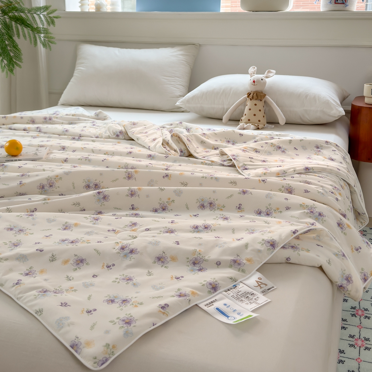 91家纺网 家纺一手货源 找家纺 雯雨家纺 2026新款A类凉感丝夏被夏凉被空调被 紫雾蔷薇