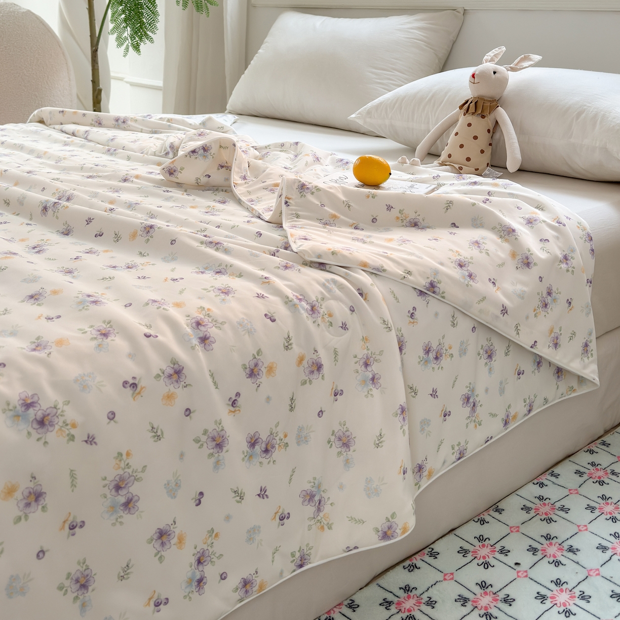 91家纺网 家纺一手货源 找家纺 雯雨家纺 2026新款A类凉感丝夏被夏凉被空调被 紫雾蔷薇